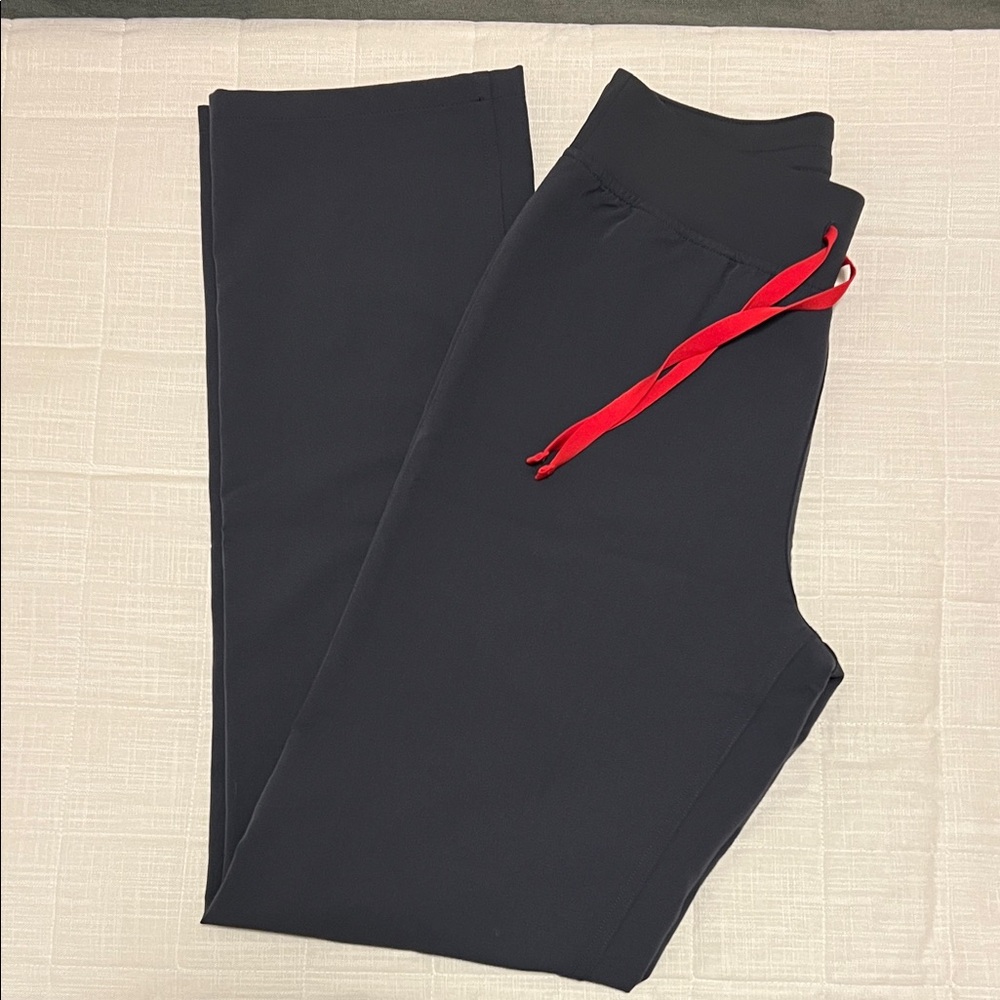 FIGS XS/T Dark Gray Joggers with Red Drawstring